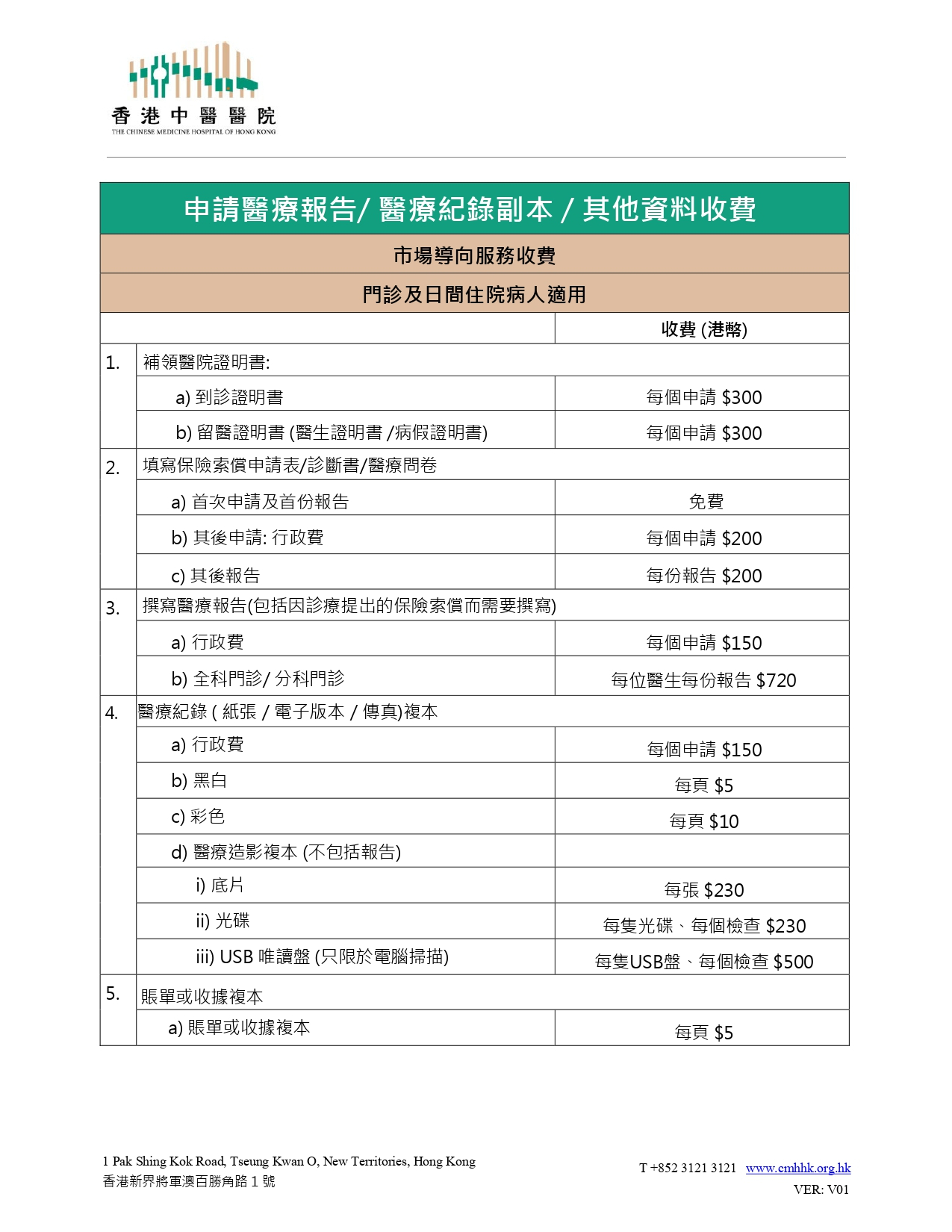 Self Photos / Files - 申請醫療報告_醫療紀錄副本_其他資料收費1